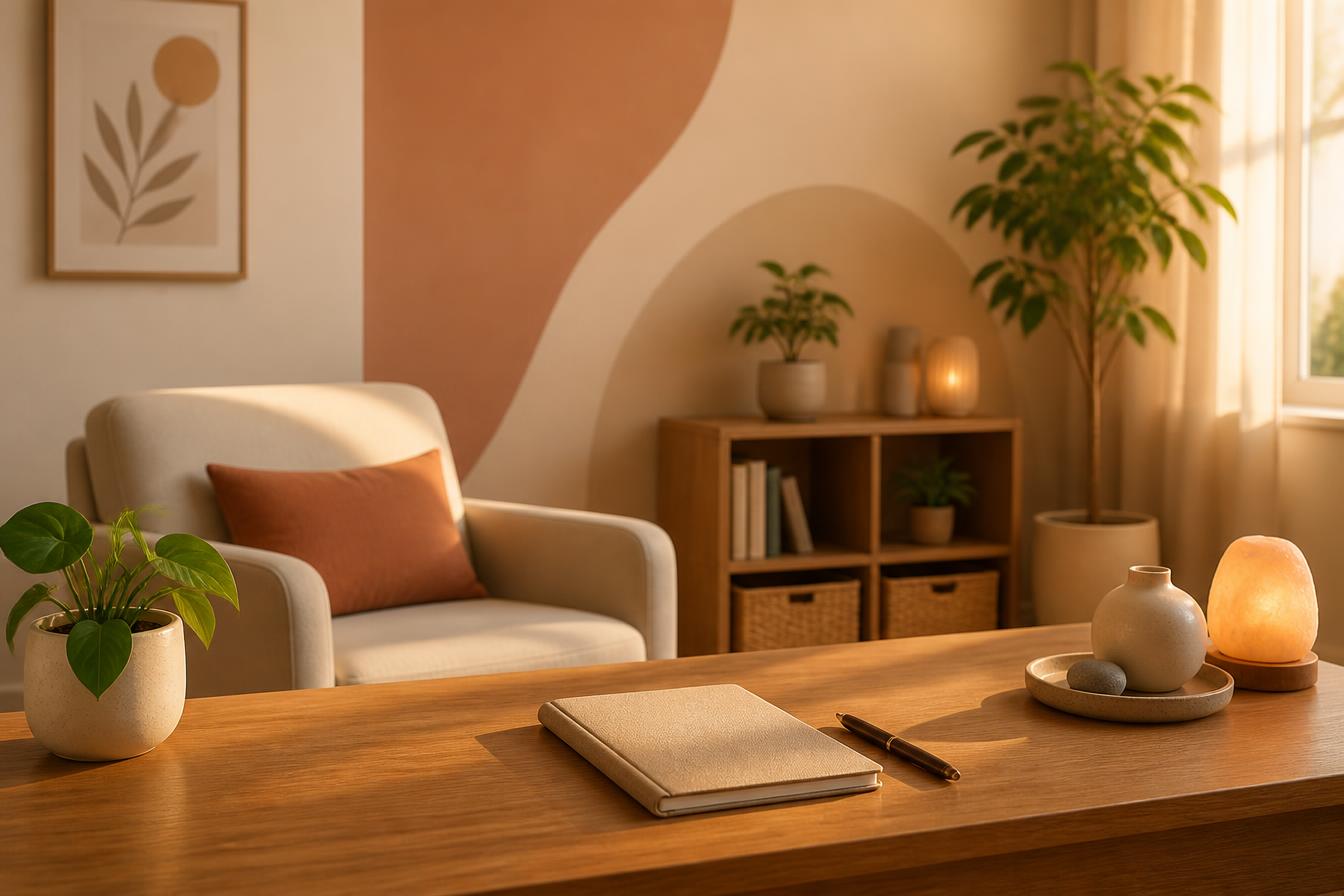 Ambiente acolhedor de reflexão e terapia cognitivo-comportamental